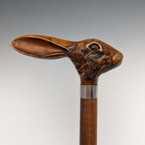 British Vintage Men's Cane Resin Rabbit Head Handle 90cm